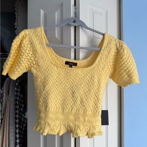 Lulu's Yellow Knit Crop Top